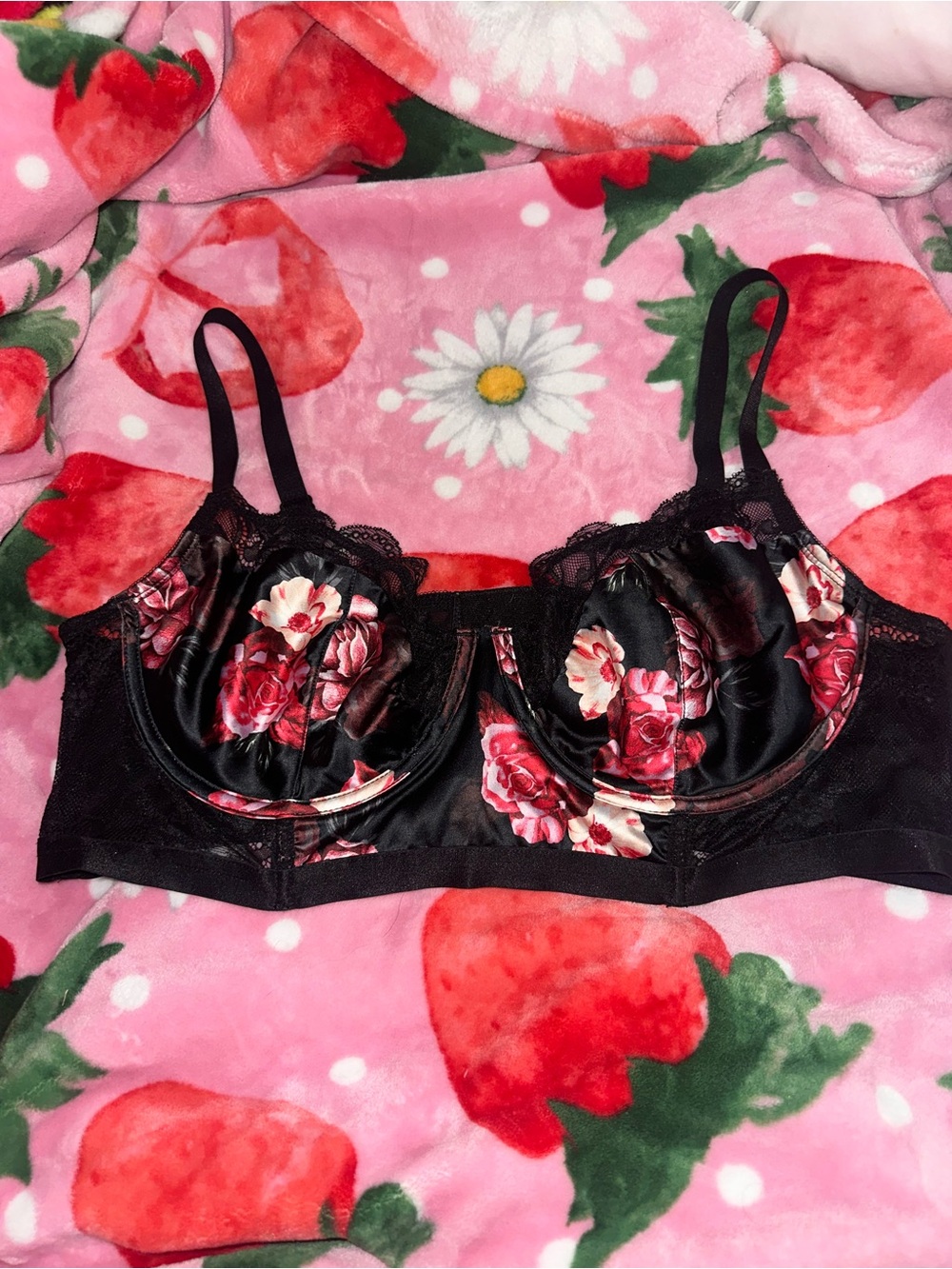 Torrid Flora Longline Underwired Bra in Black & Pink